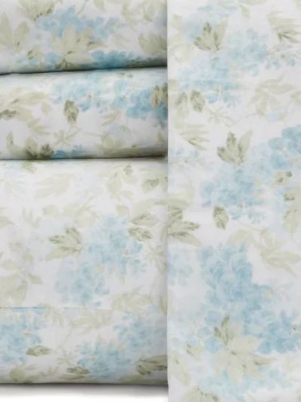 Laura Ashley KING ~ Blue Green Floral ~ 300TC SOFT Cotton Sateen 4Pc. Sheet Set - Picture 5 of 9